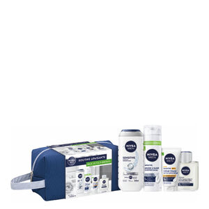 Nivea Men Sensitive Shaving Foam Set (200 ml) + 3 Products and Pouch