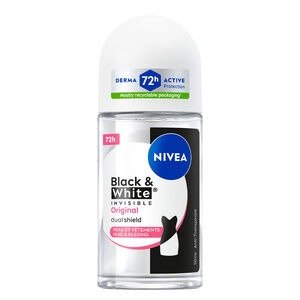 Nivea Black & White 72-Hour Anti-Perspirant Roll-On Deodorant, No Stains, 50 ml