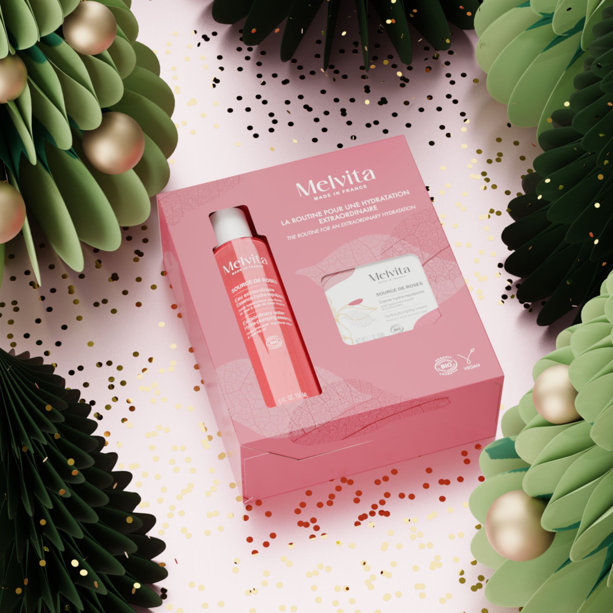 Source de Roses, Coffret Crème 50ml + Eau Extraordinaire Hydra