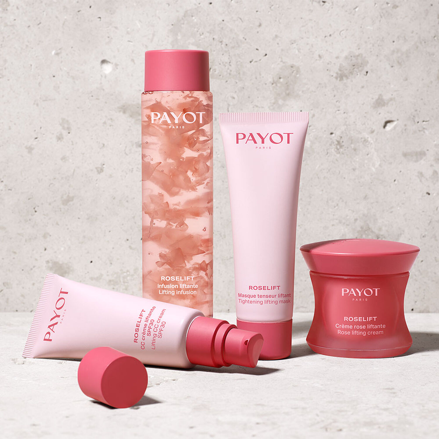 Payot Rose Lift Tightening Mask 50ml bottle, with delicate rose petals on a soft, glossy background. - thumbnail 3