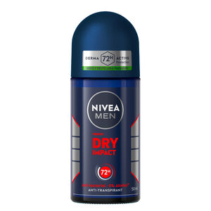 Nivea Men Dry Impact Men's 72-Hour Antiperspirant Roll-On Deodorant, Quick-Drying, 50 ml