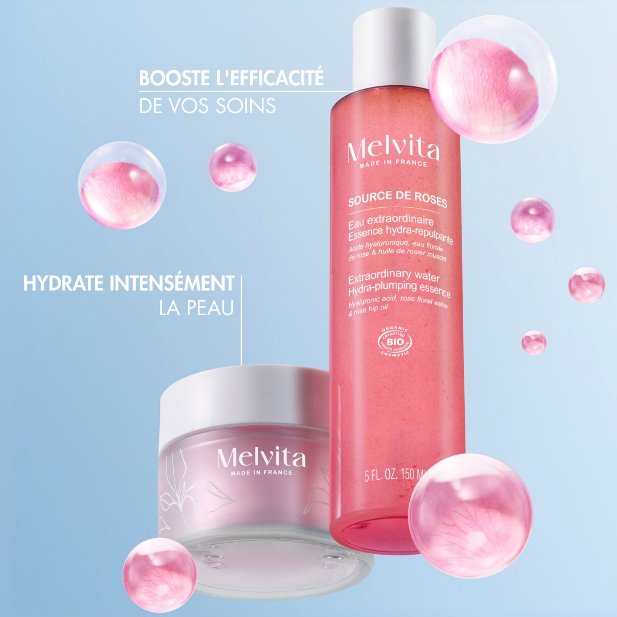 Source de Roses, Coffret Crème 50ml + Eau Extraordinaire Hydra