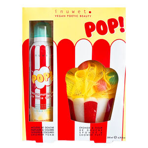 Fun Bath Pop! Coffret Mousse de Douche Pop Corn 200ml + &Eacute;ponge et Fleur de Douche