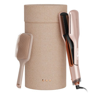 Duet Style &Eacute;dition Limit&eacute;e Cashmere 2-in-1-Set: Gl&auml;tteisen mit F&ouml;hnfunktion + Flachb&uuml;rste und beigefarbener Kosmetikkoffer