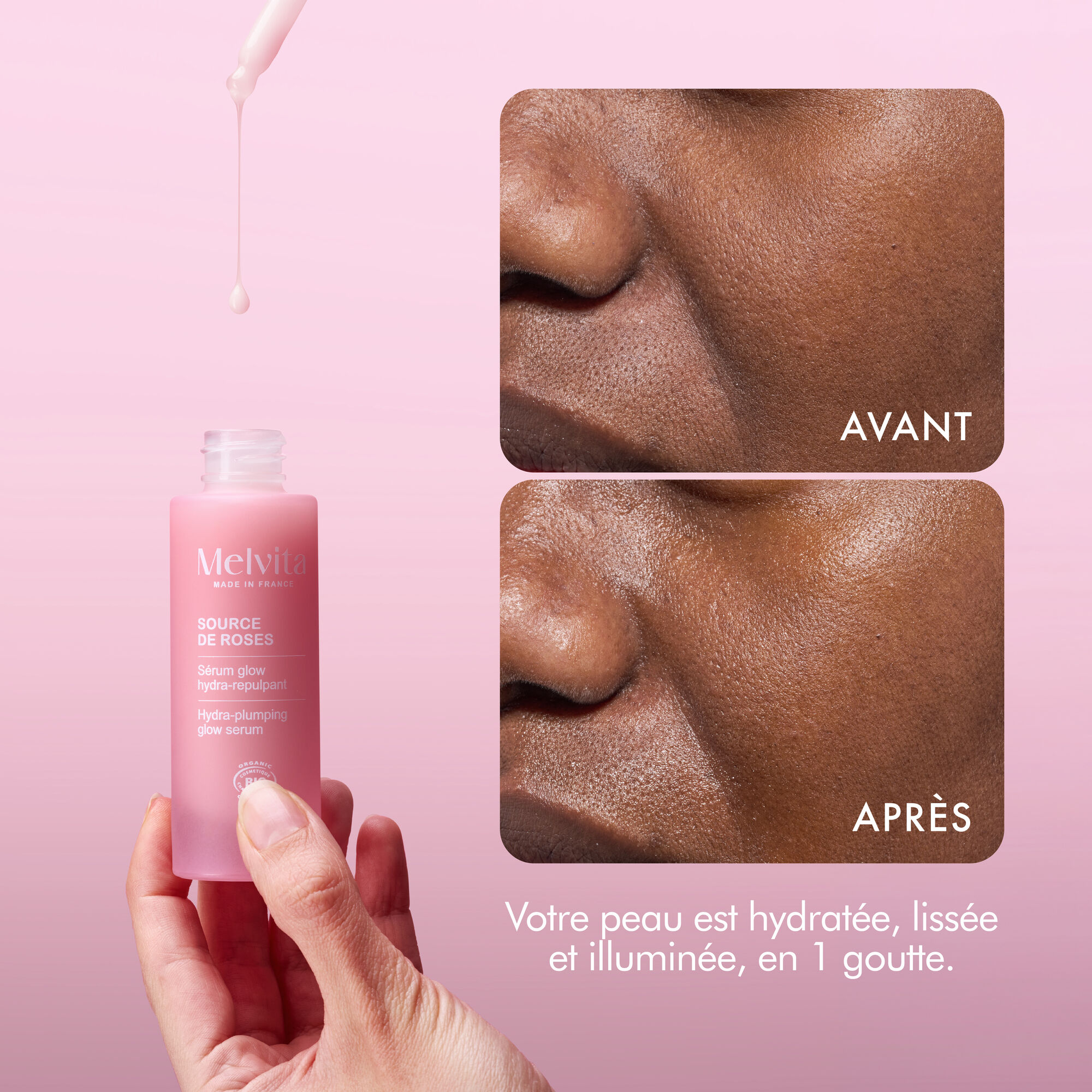 Source de Roses, Glow Hydra-Repulping Serum 3in1 30ml - Melvita