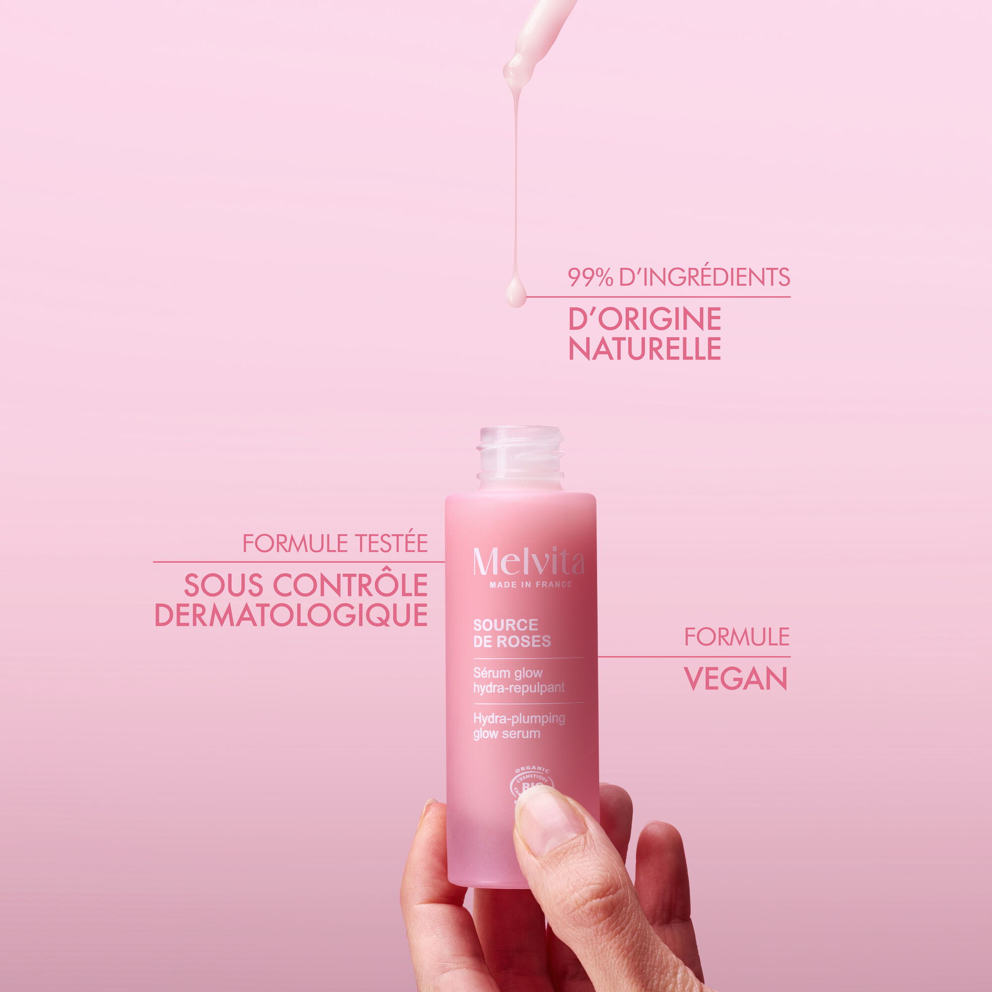 Source de Roses, Glow Hydra-Repulping Serum 3in1 30ml - Melvita
