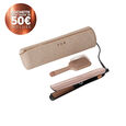 Gold &Eacute;dition Limit&eacute;e Cashmere Conjunto de alisador Styler + mini escova plana + bolsa bege