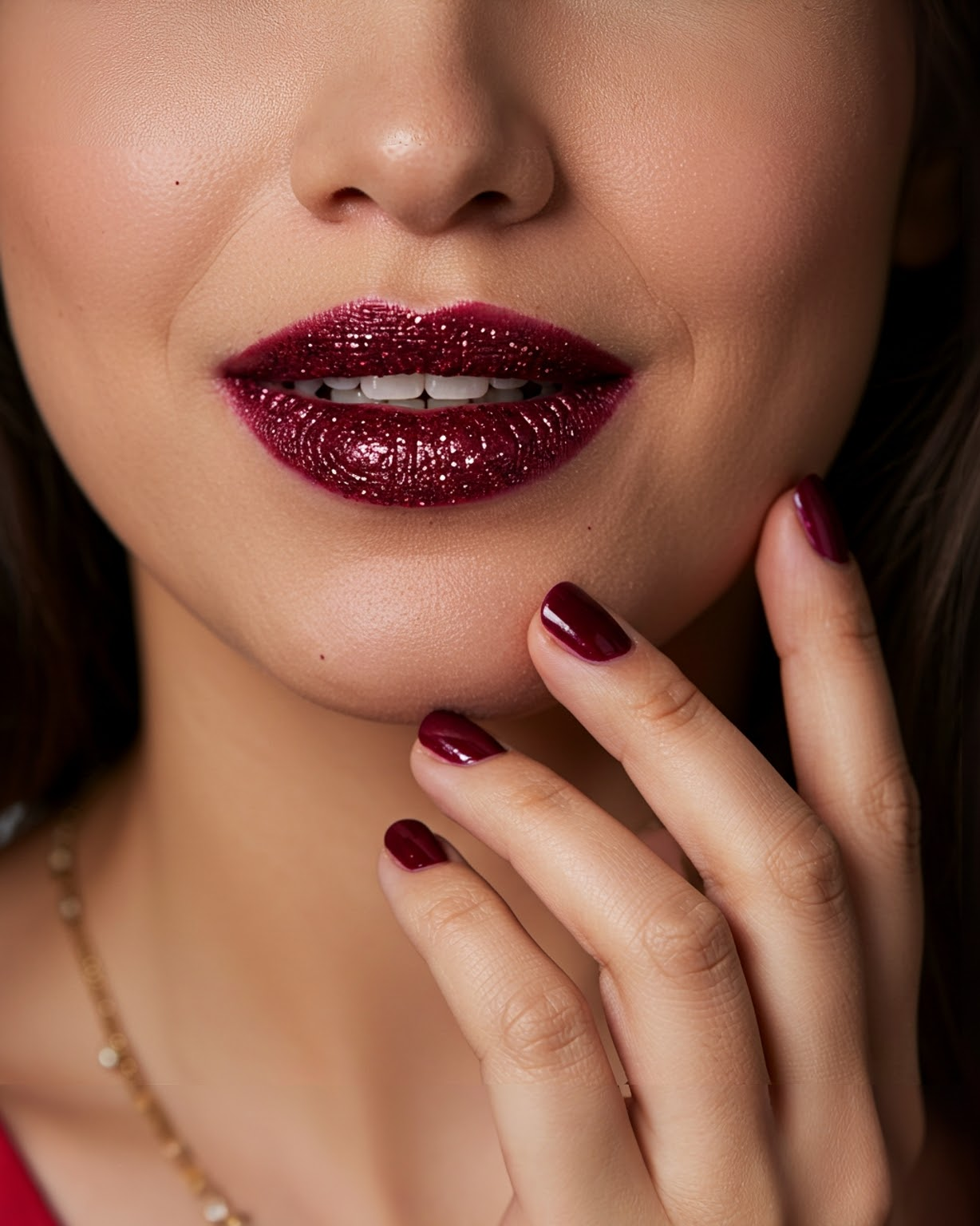 image bouche femme rouge &agrave; paillettes