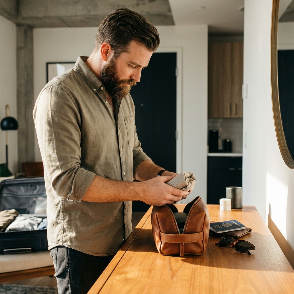 homme trousse voyage