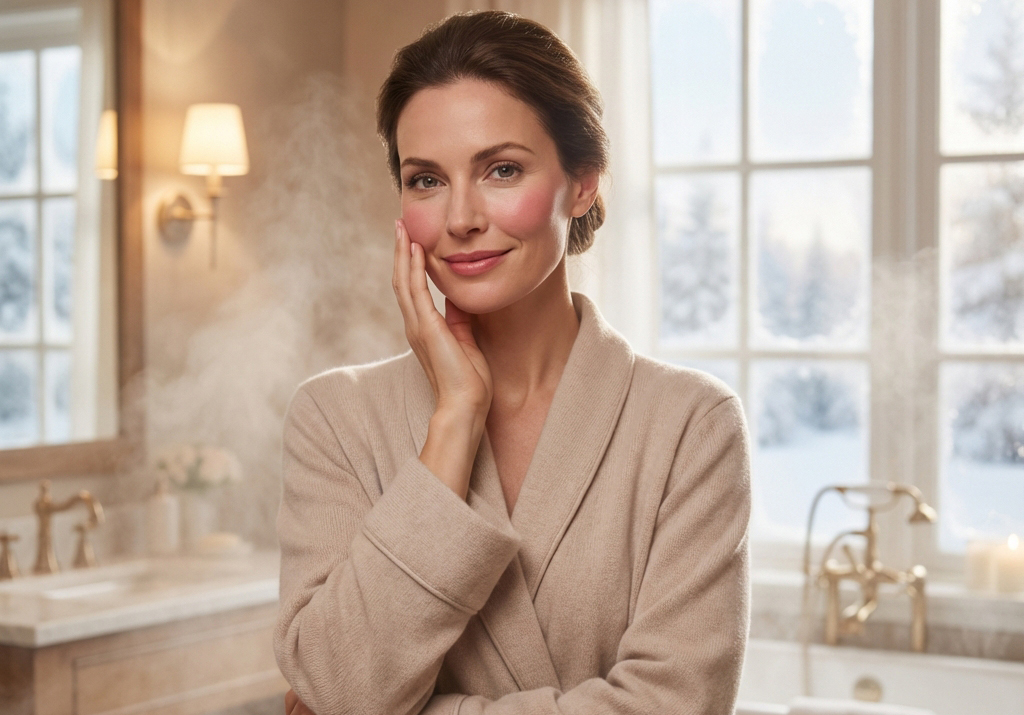 femme salle de bain hiver