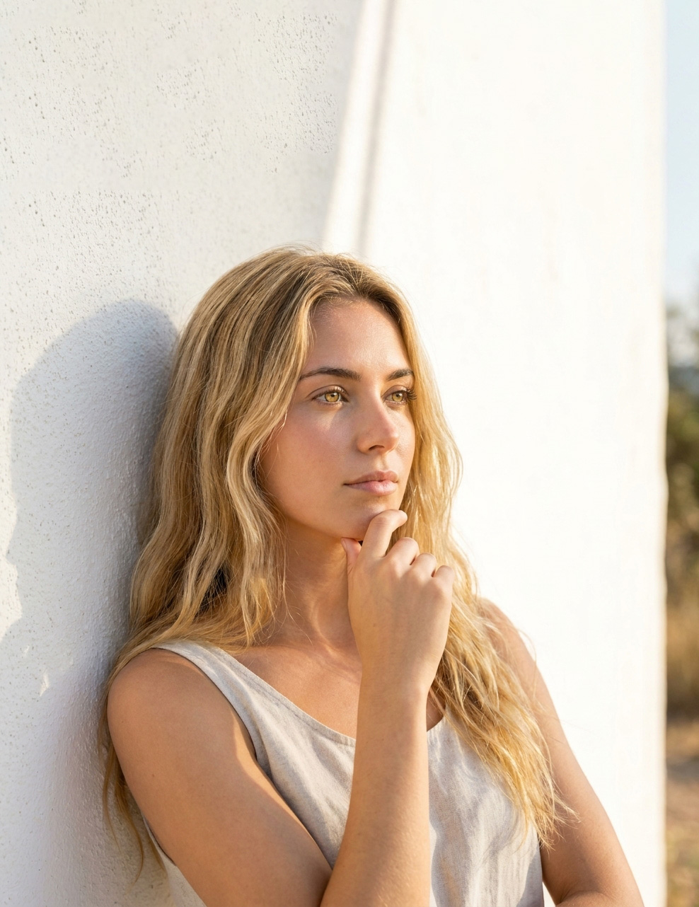 femme blonde au soleil