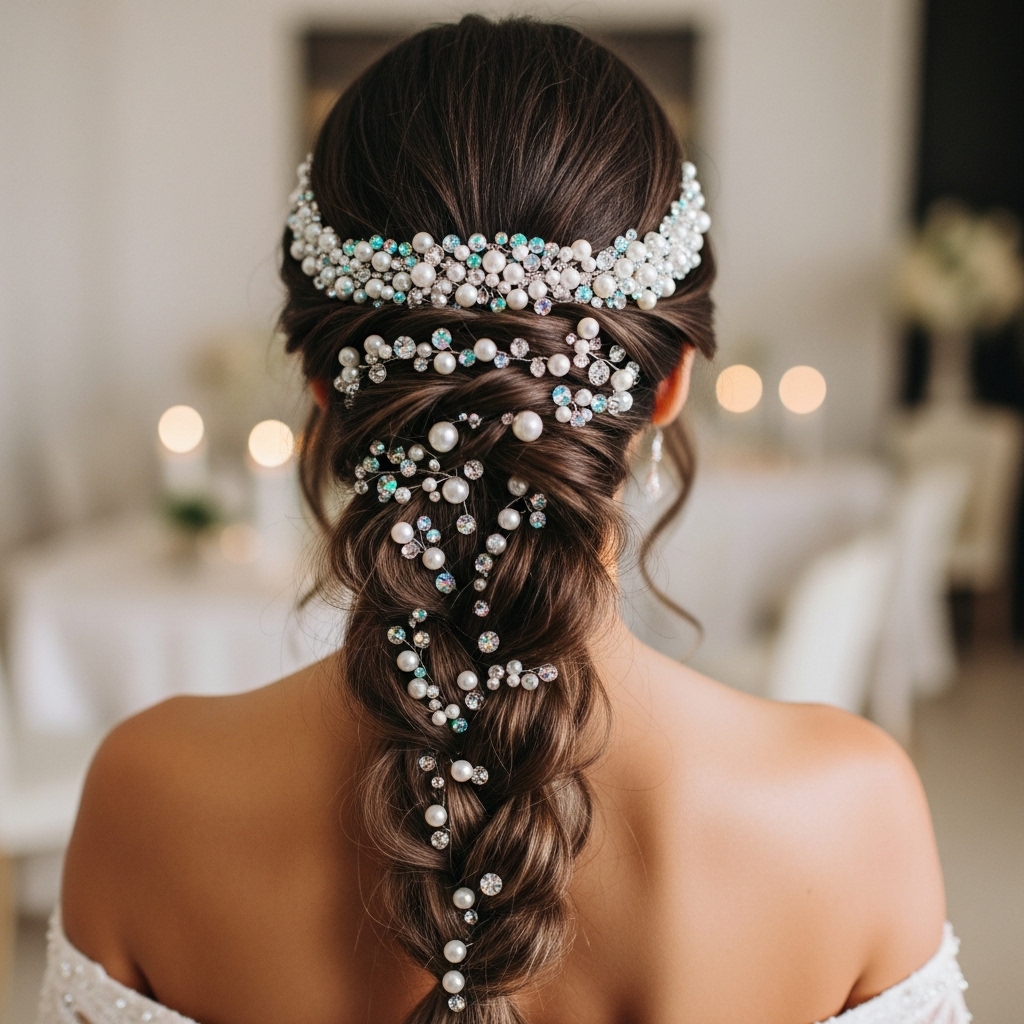 image tresse femme perles 