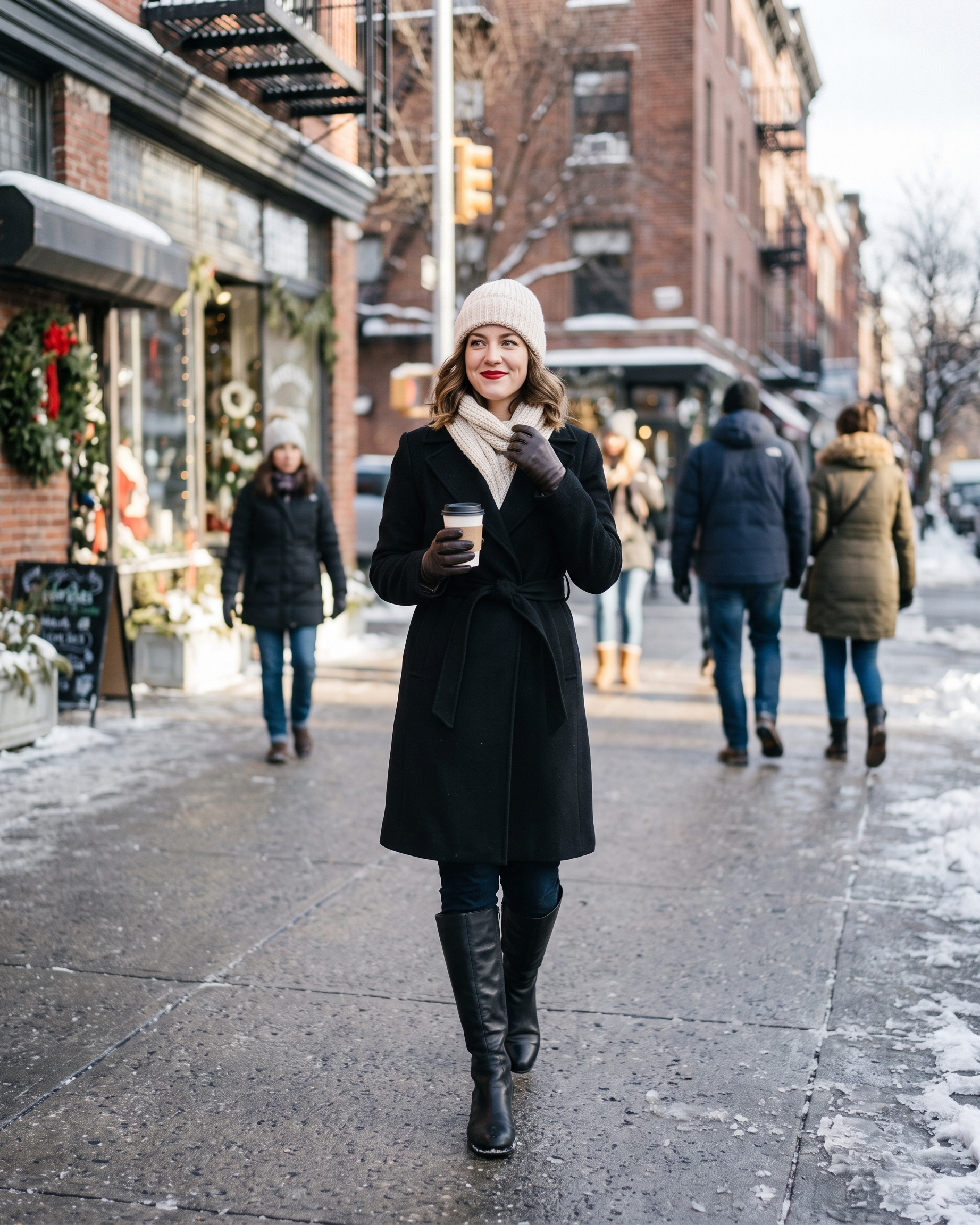 femme rue hiver