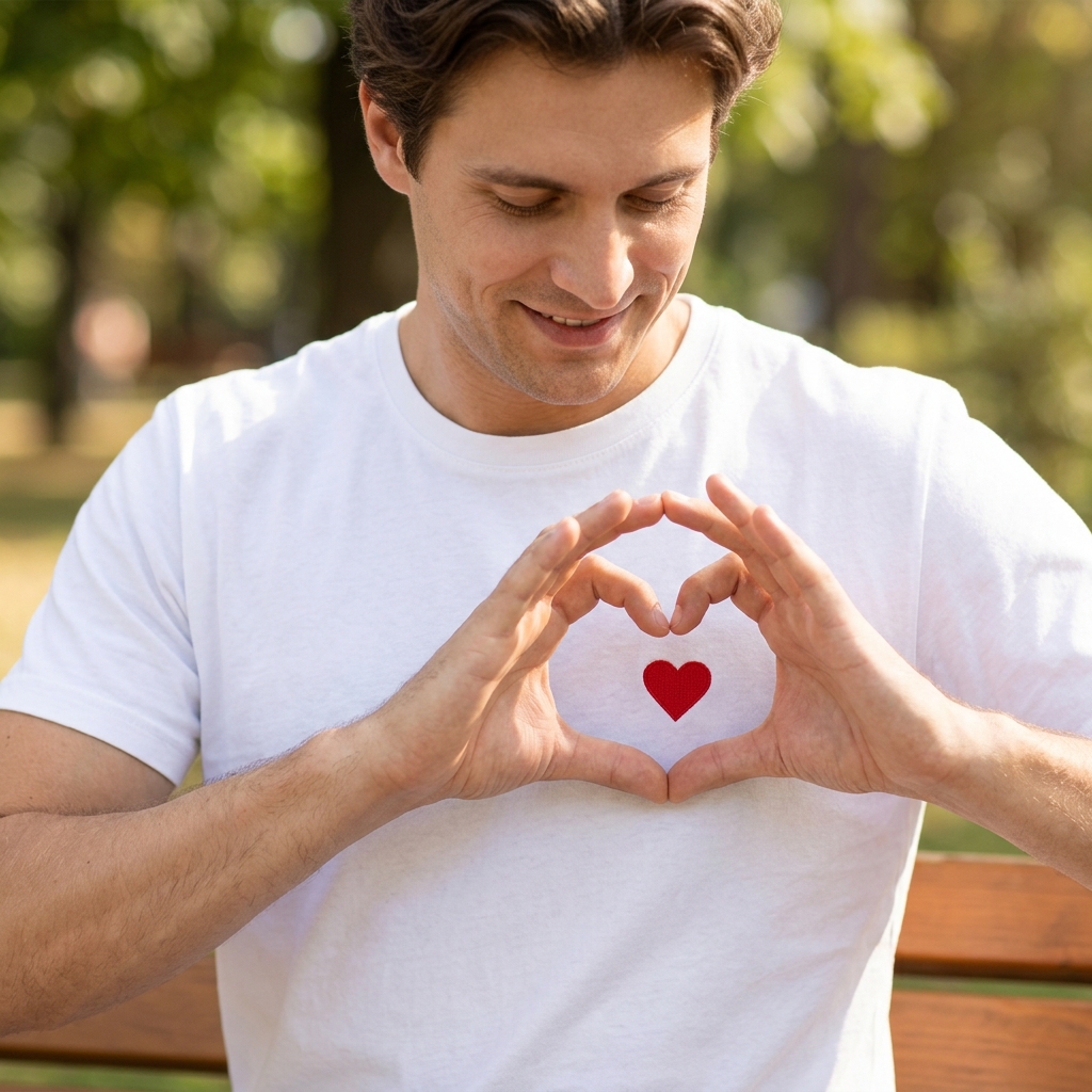 homme coeur main
