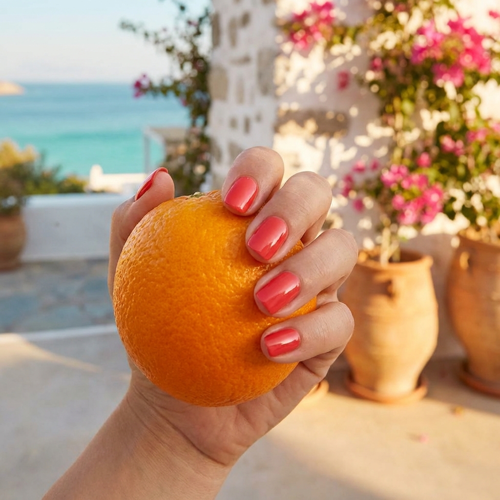 image ongles rouges orange