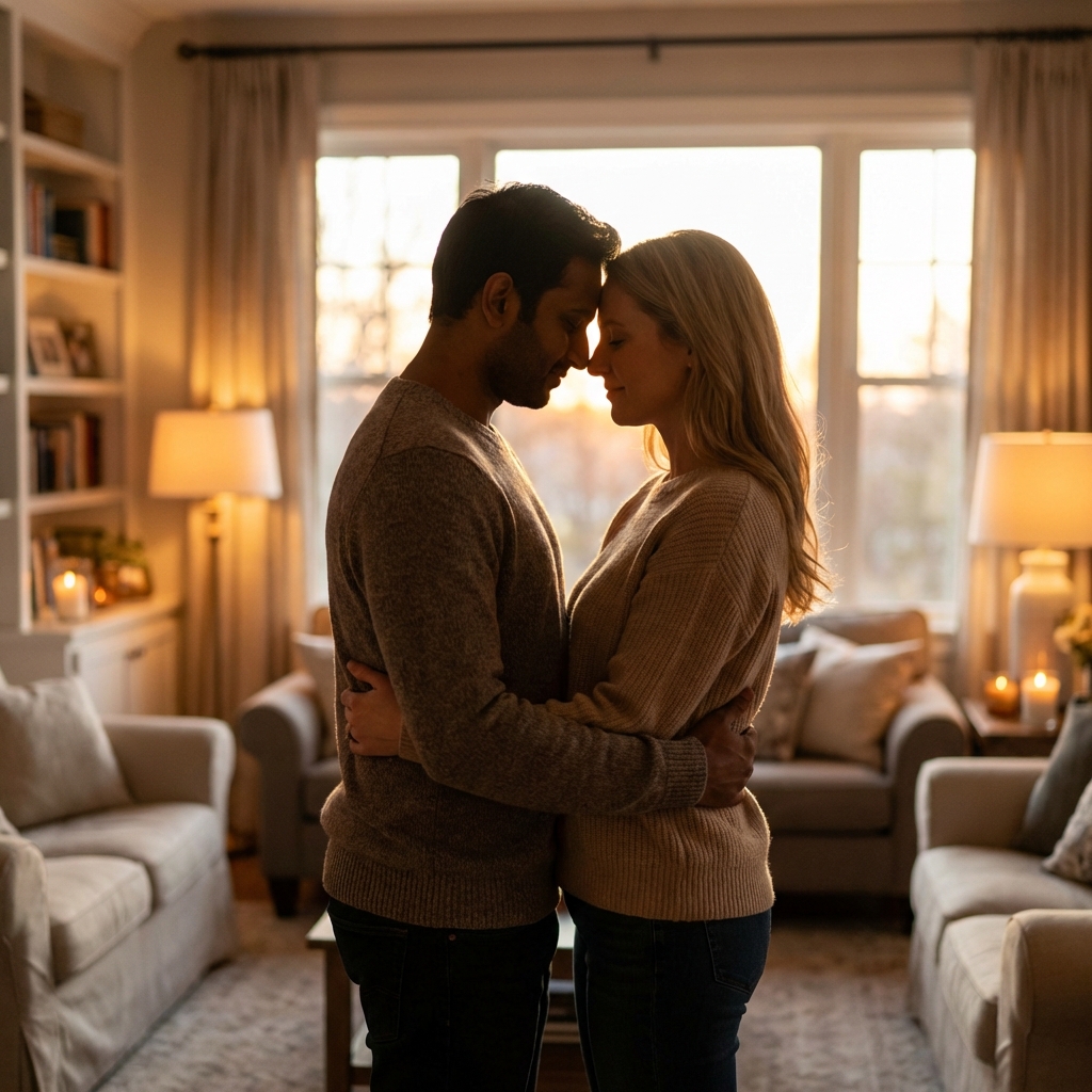 un couple qui s'enlace 