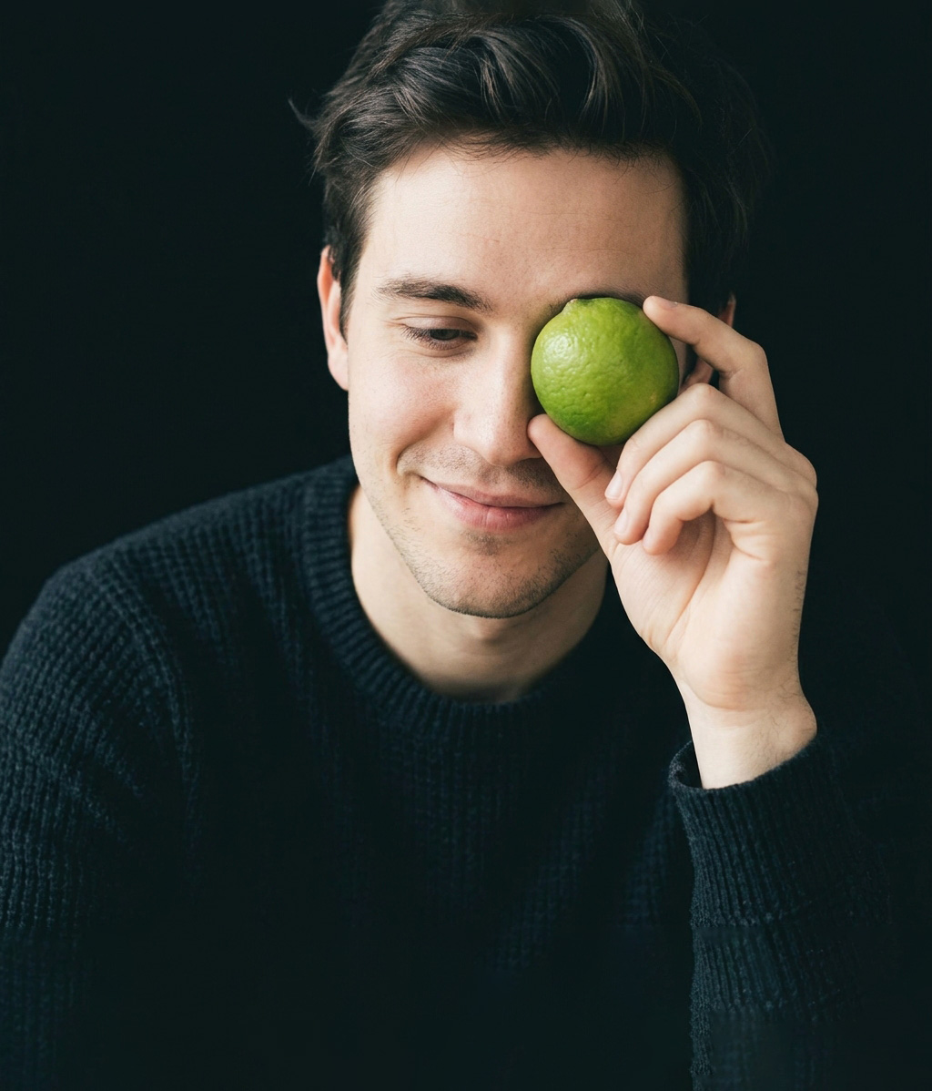 homme citron oeil