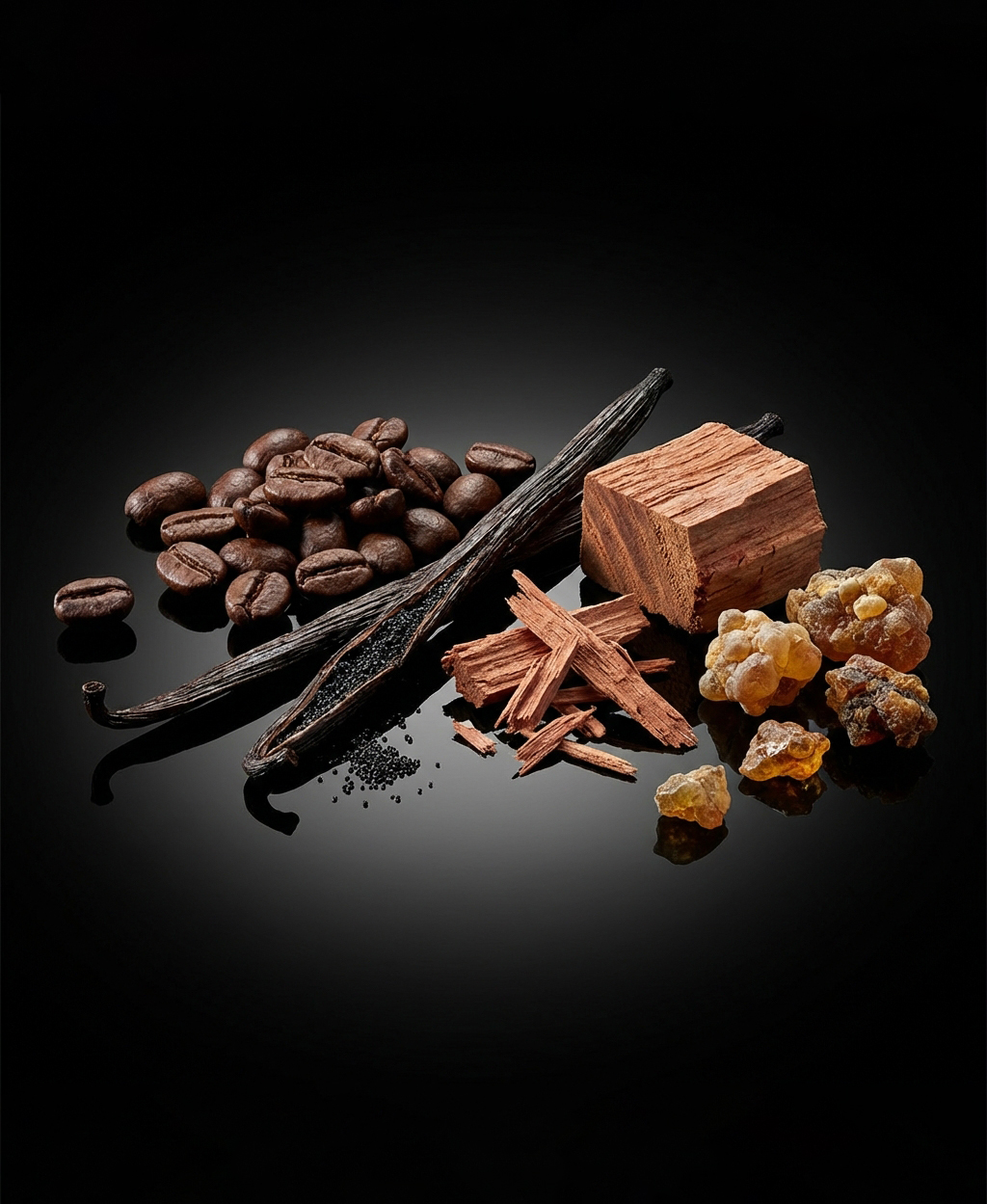 vanille, bois, r&eacute;sine et caf&eacute;