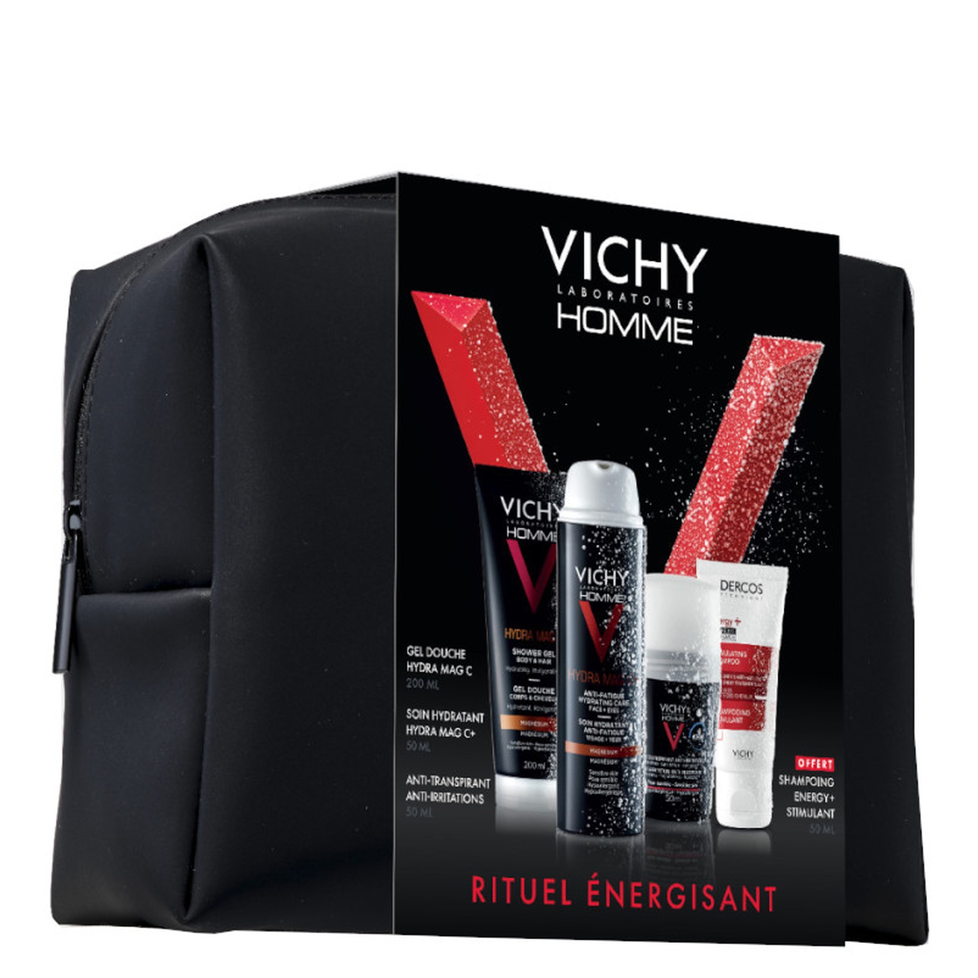 Vichy Homme, Hydra Mag C Shower Gel Kit 200 ml + 3 Products - Vichy ...