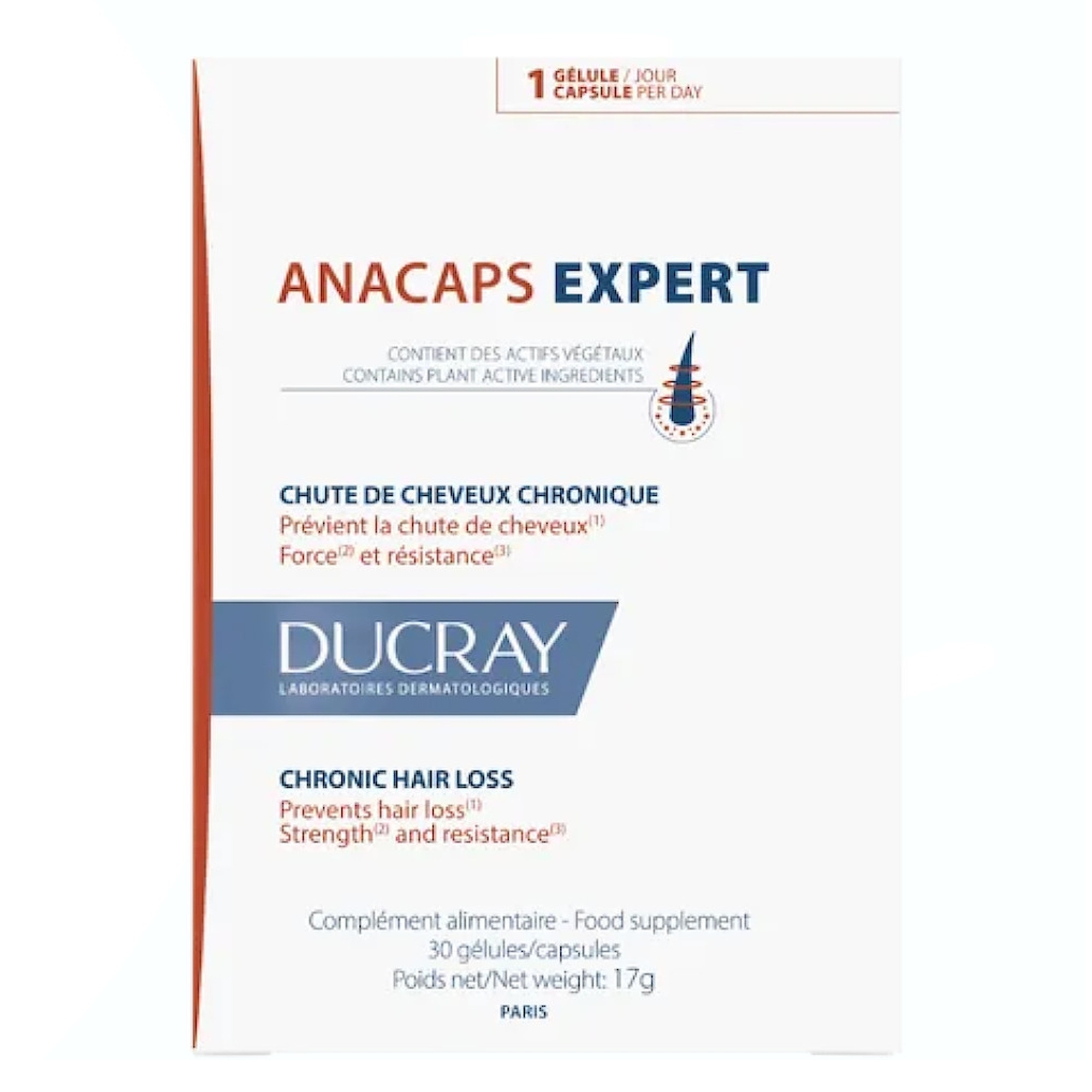 Complément Alimentaire Anti-chute de Cheveux Ducray Anacaps Expert Capsules x 30 main image 1